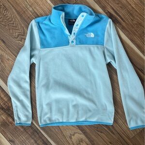 Youth The North Face Light Blue Snap-Placket Fleece Pullover